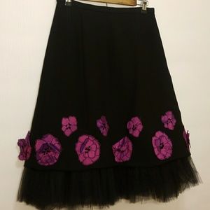 Black/Purple Floral Embroidered Skirt with Sequin